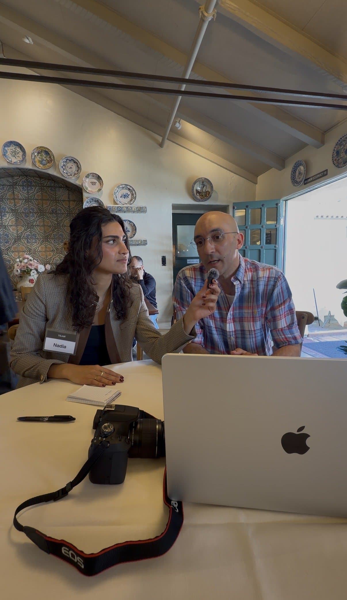 Nadia interviewing a founder at Tech Weekend SF