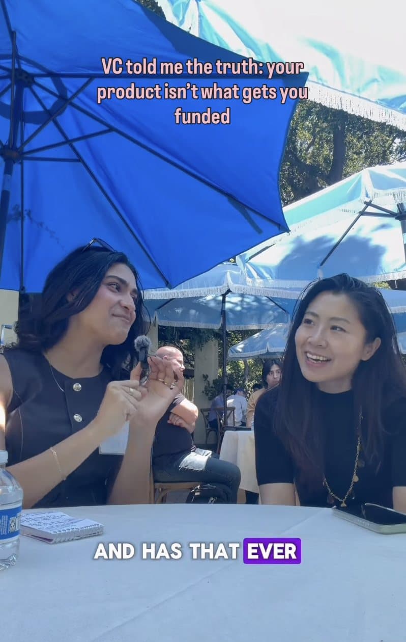 Nadia Sadegh interviewing a venture capitalist on camera